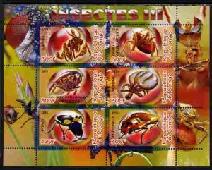 CONGO KIN. - 2010 - Insects #3 - Perf 6v Sheet - MNH - Private Issue