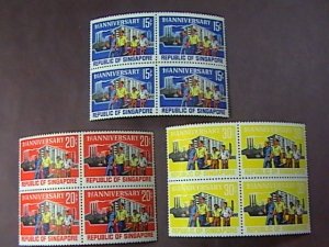 SINGAPORE # 73-75-MINT NEVER/HINGED--COMPLETE SET IN BLOCKS OF 4---1966