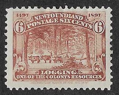 Newfoundland Sc #66 6c red brown  OG/MH VF