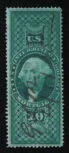 EXCELLENT GENUINE SCOTT R95c F-VF 1862-71 GREEN 1ST ISSUE REVENUE MORTGAGE