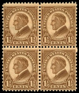 US Sc 633 MH/MNH BLOCK of 4 - 1927 1½¢ - Harding - See Description