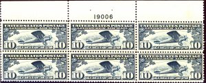 U.S. #C10 MINT PL# BLOCK OG NH