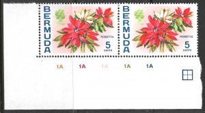 BERMUDA 1970 5c Poinsettia Flower Issue PLATE No Pair Sc 259 MNH