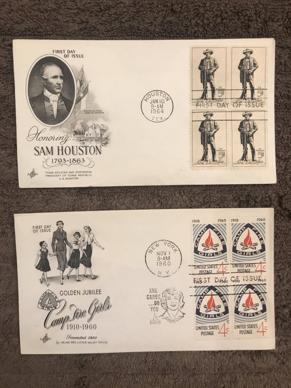 US Stamps First Day Covers Scott #1167 and Scott #1242, FDC unaddressed