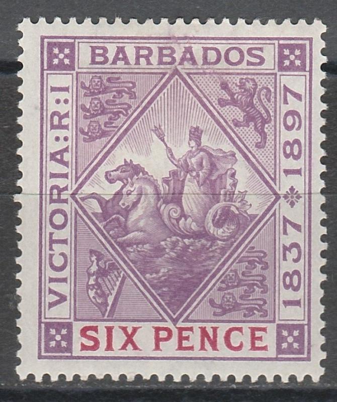 BARBADOS 1897 QV JUBILEE SEAHORSES 6D 