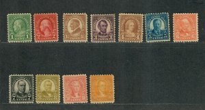 US Sc#581-591 M/NH/F-VF, #583 Is Toned, Perf 10, Cv. $371.25