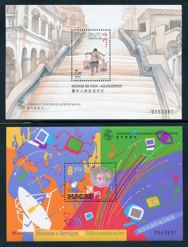 Macao 16 MNH Different  S/S's from 1999-2000,  968//1027  SCV $45.75.
