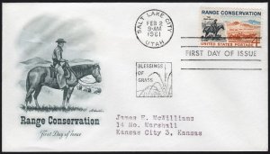 SC#1176 4¢ Range Conservation FDC: Artmaster (1961) Addressed