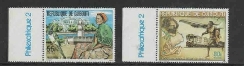 DJIBOUTI #496-497 1979 PHILEXAFRIQUE II MINT VF NH O.G bb