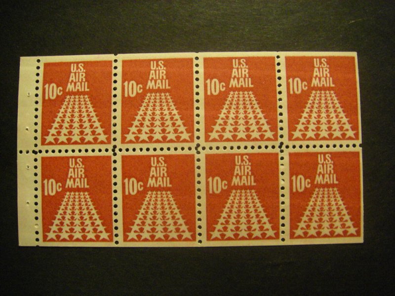 Scott C72b, 10c Runway of Stars, Complete Pane of 8, MNH Airmail Beauty