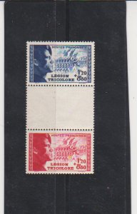 France Scott # B147-B148 Gutter Pair Tricolor Legion Semi-Postal. Catalogue $22.