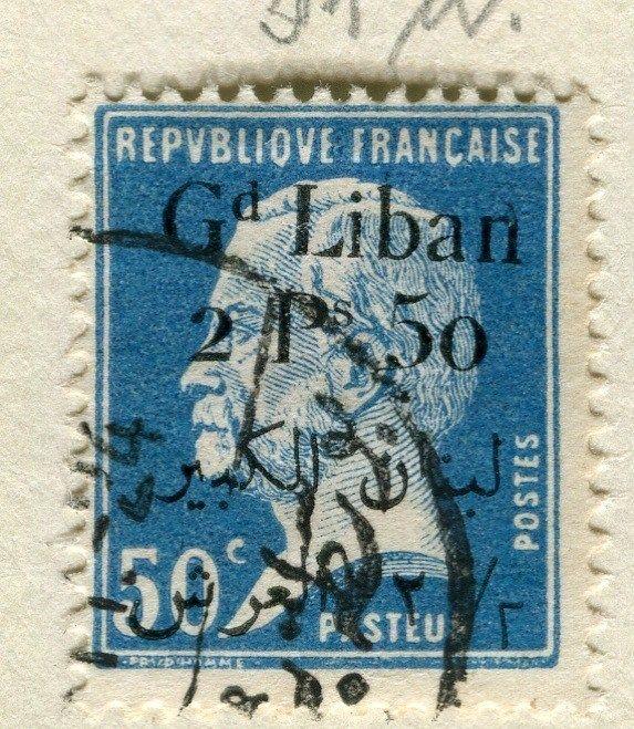 SYRIA;   1923 Grand Liban surcharged Pasteur used 2.50Pi. value