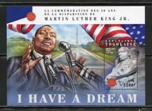 TOGO 2018  50th MEMORIAL  ANNIVERSARY OF MARTIN LUTHER KING Jr. S/ SHEET MINT NH