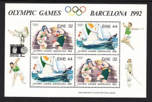 Ireland 855a Olympics With Private Overprint Footnoted Souvenir Sheet MNH VF