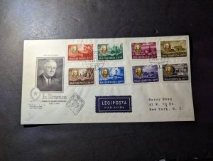 1947 Hungary Airmail Souvenir First Day Cover FDC Budapest to NY USA FDR