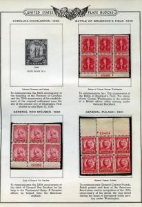 UNITED STATES PLATE BLOCK LOT B IN SEALED MOUNTS BELIEVED TO BE MINT NH AS SHOWN 