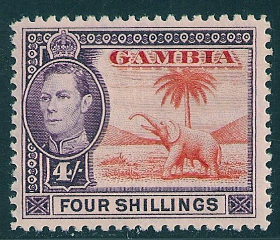 Gambia #141 (SG #159) VF MNH - 1938 4sh KGVI Elephant