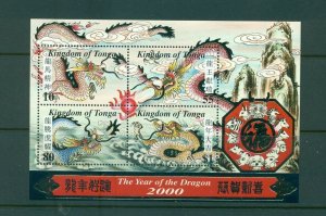 Tonga - Sc# 1032. 2000 Year of Dragon. Lunar New Year. MNH Souv. Sheet. $5.00.