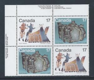 Canada #836a UL PL BL Inuit - Shelter & Community 17¢ MNH8