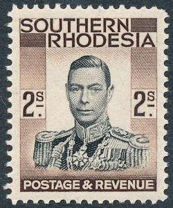 Southern Rhodesia 1937 2s Black & Brown SG50 MVLH