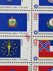1976 SCOTT# 1682a STATE FLAGS. COMPLETE SHEET OF 50. MNH,OG with problem