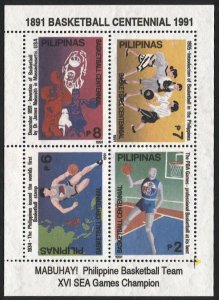 PHILIPPINES 1991 Sc 2124a Basketball  s/s MNH VF