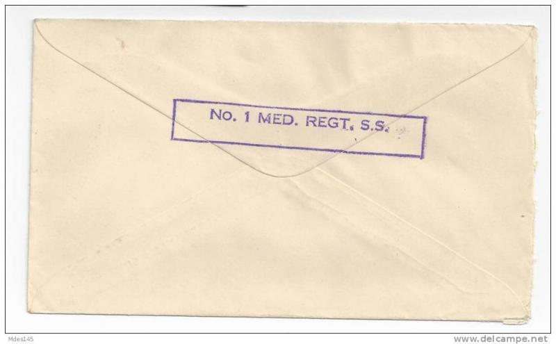 Canada WWII FPO 452 CASF 1941 No. 1 Med. Regt Military Cover