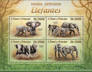 Elephants Stamp Loxodonta Africana Souvenir Sheet MNH #5128-5131