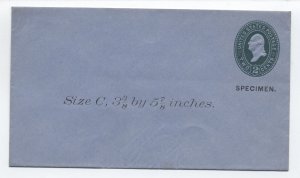 c1890 2 cent green stamped envelope specimen size M [6447.32]