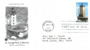 US FIRST DAY COVERS PACIFIC LIGHTHOUSES SERIES SET OF 5 DIFFERENT CACHETS 2007