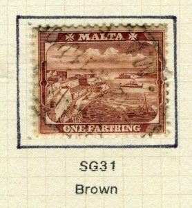MALTA; 1899-1901 early QV pictorial issue used 1/4d. value