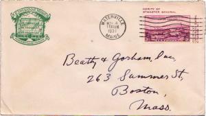 United States Maine Waterville 1937 machine  Green Illustrated corner card El...