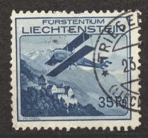 Liechtenstein, 1930 Airmail 35 Rp. Scott # C4 VF + used, no faults, black cancel