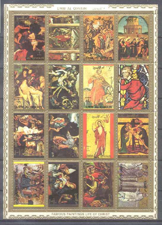 Umm Al Qiwain Mi.970-85 MNH m/s Painting/Religion