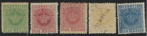 Cape Verde #10b/11/11b/13/14b Unused Single