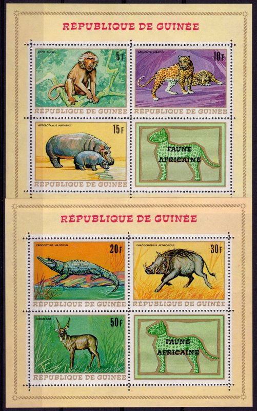 Guinea 1968 Sc#514a/517a/518a AFRICAN ANIMALS 3 Souvenir Sheets Perforated MNH