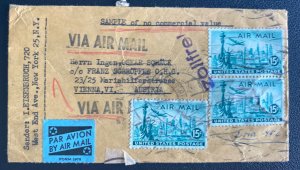 1930s  New York Usa Airmail Cover To Vienna Austria Sample Of No Commercial Valu