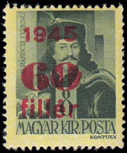 Hungary Scott 682 Francis Rakoczy Overprint 1945 MNH