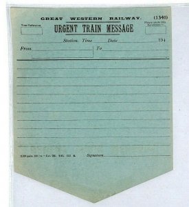 GB RAILWAY *Urgent Train Message* Unused Envelope Letter-Sheet c1941 Cover CZ93 