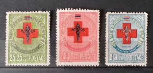Thailand 1953 Anniv of the Siamese RED CROSS Soc Set of 3V Mint SC#B35-B37 T6624
