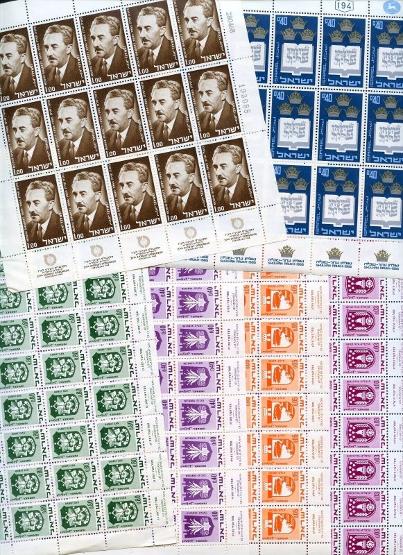 ISRAEL DEALER'S SHEET OFFERING OF 22 MIXED SHEETS ALL FRESH MINT NH