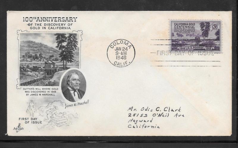 Just Fun Cover #954 FDC California Gold Artcraft cachet (my3000)