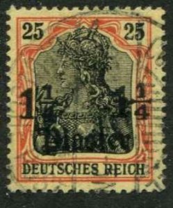 German Offices Turkey SC# 46 o/p 1-1/4Pi  on 25pf on Germany wmk 125 Used