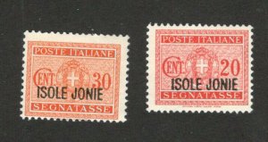 GREECE - ITALY - 2 MH STAMPS IONIAN ISLANDS  , ISOLE JONIE - 1941.