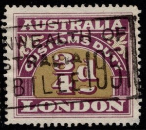 1950's Australia London 3/4d Customs Duty Used 1951 Cancel