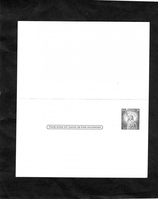 UY17 Statute of Liberty, unused folded postal reply card