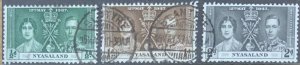 NYASALAND 1937 CORONATION SET USED SG127/129