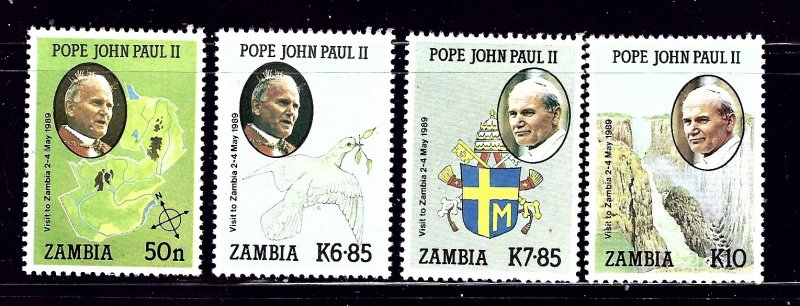 Zambia 470-73 MNH 1989 Pope John Paul II Visit    (ap1081)