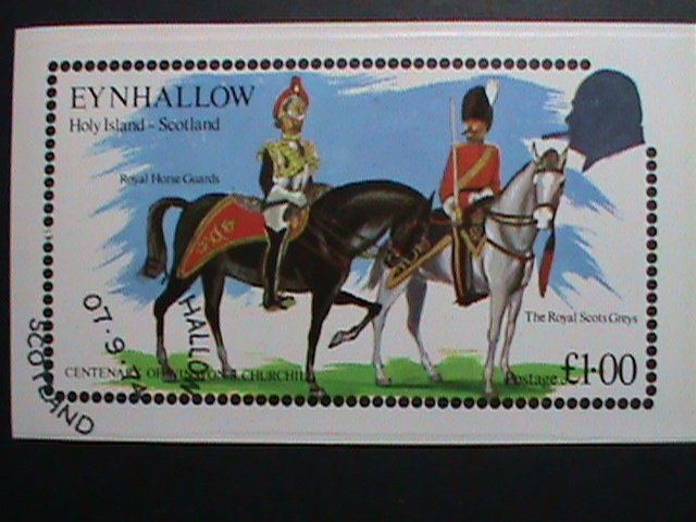 ​SCOTLAND-EYNHALLOW STAMP-1974-CENTENARY- WINSTON CHURCHILL- SOLDIER- S/S  VF