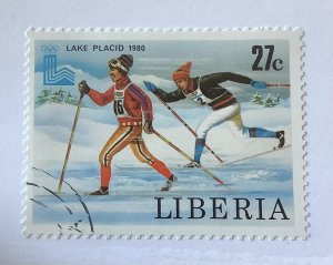 Liberia 1980 Scott 870 CTO - 27c, Winter Olympic Games, Lake Placid, skiing